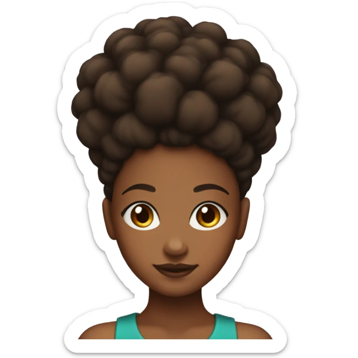 Brown skin girl with an Afro puff on top of her head sticker