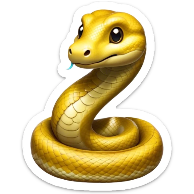 Cinematic Cute Anaconda Portrait Emoji, Head tilted playfully and inquisitively, with a sleek, shimmering body adorned with detailed scale patterns and round, sparkling eyes full of wonder, Simplified yet irresistibly adorable features, highly detailed, glowing with a warm, friendly jungle glow, high shine, affectionate and lively, stylized with a touch of whimsical reptilian charm, soft glowing outline, capturing the essence of a mischievous serpent that feels like it could slither out of the screen into your arms! sticker