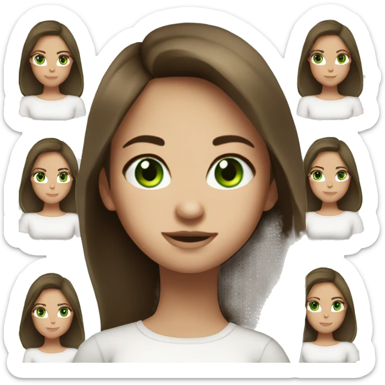 Girl with brunette hair and green eyes and white top  sticker