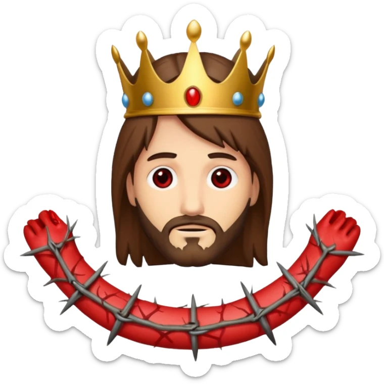 Christ on the cross with the crown of thorns and the blood on him sticker