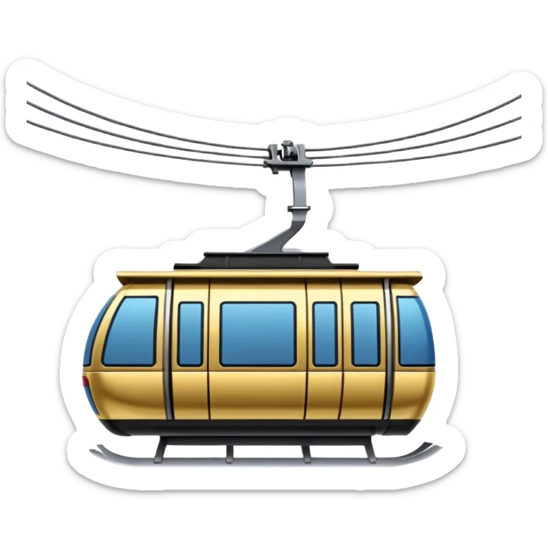 shiny gold gondola lift modeled after the cable car emoji sticker