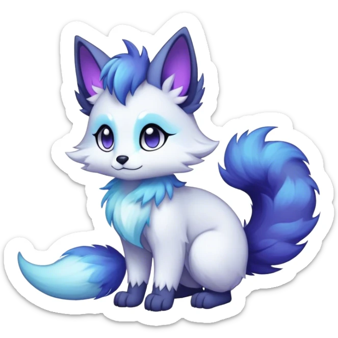 Kawaii dark fantasy ethereal anthro fursona Fakemon with tufted tail  sticker