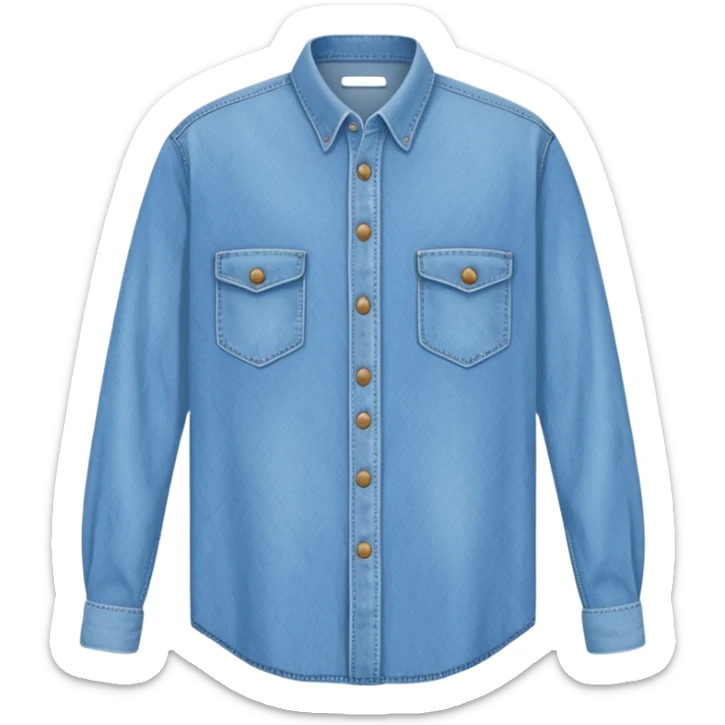 isolated vector of baggy oversized flat button-down denim long sleeve shirt light blue  sticker