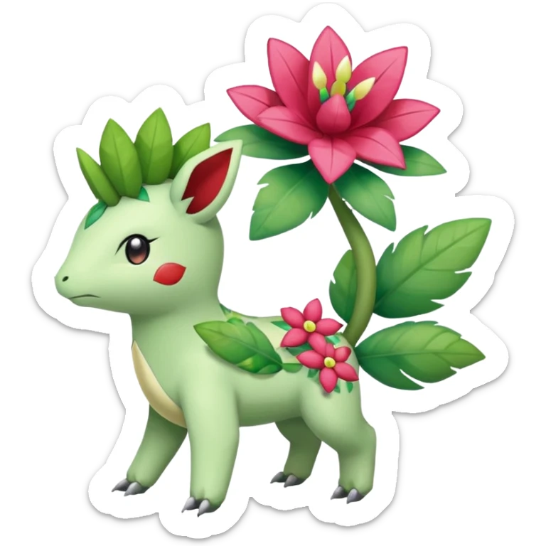 Rosy Meganium-Shaymin-Ivysaur-Meloetta-Pokémon-fusion, full body sticker