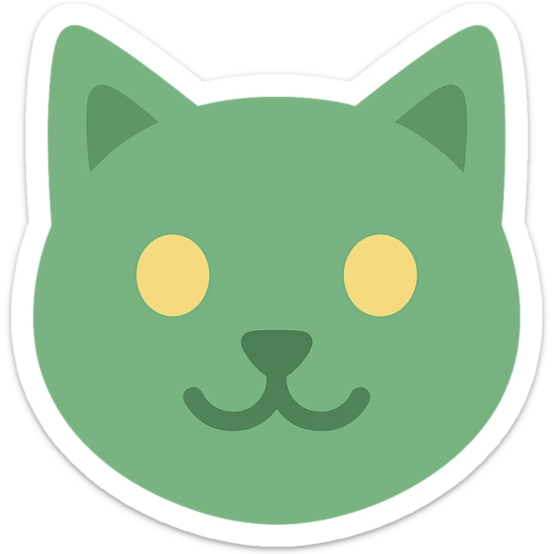 green cat face icon sticker