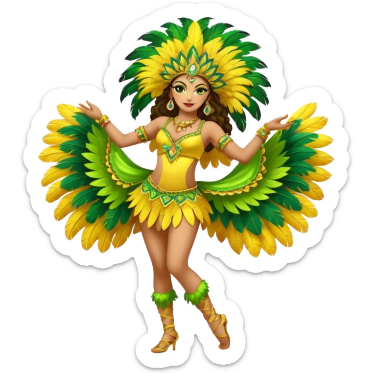bailarina de samba de brasil cuerpo entero bailando quiero que lleve colores amarillos y verdes  sticker