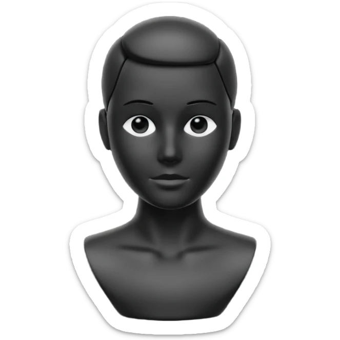 Matte black mannequin in the style of a default avatar. Monochrome with no lines. sticker