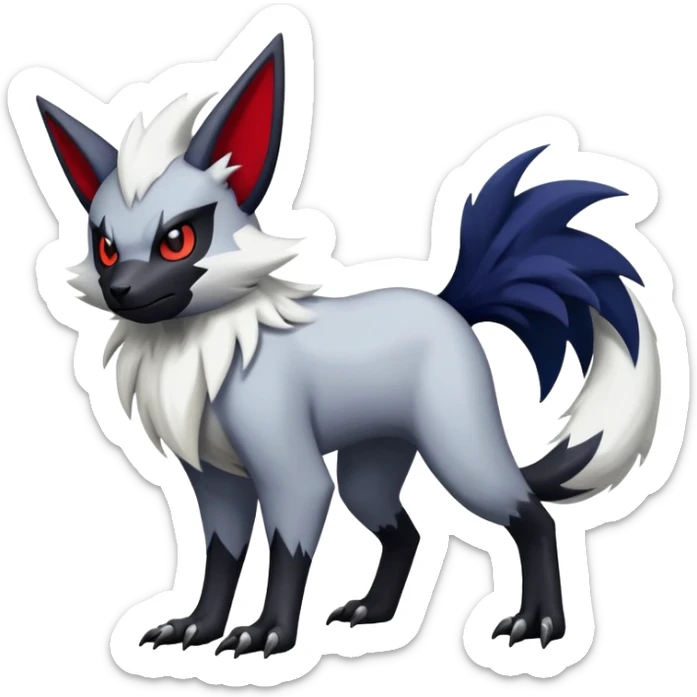 Vampiric feral emo dark Zangoose-Absol-Noibat-Fakémon-hybrid-creature (full body) sticker