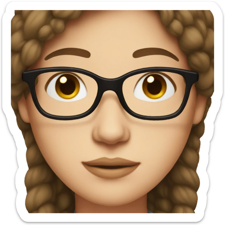 Woman with brown hair and a glasses, white skin sticker