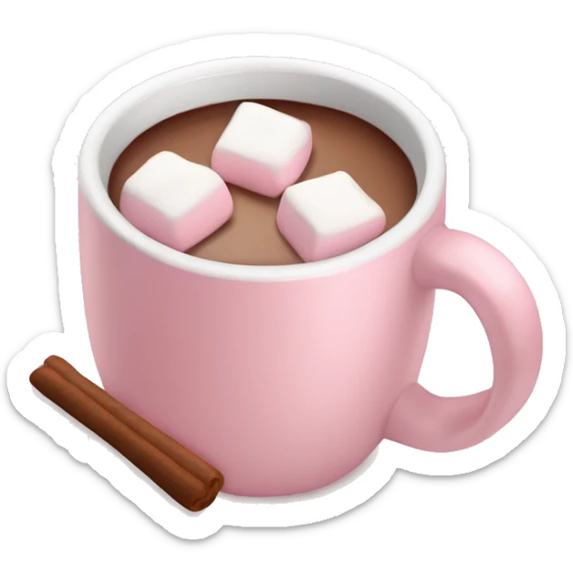 Light Pink mug of hot chocolate with marshmallows  sticker