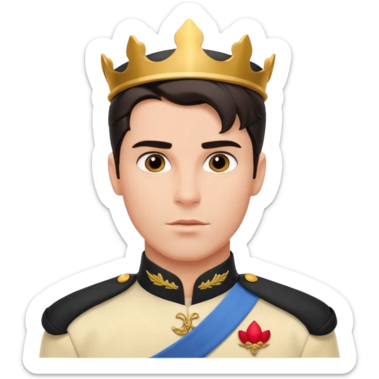 adult prince eric with serious facial expression and prince uniform sticker