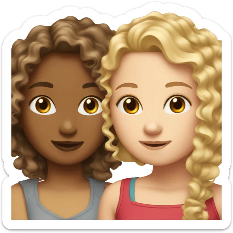 Best friends blonde girl and curly brunette girl sticker