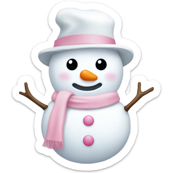 Cute white and light pink snowman sticker