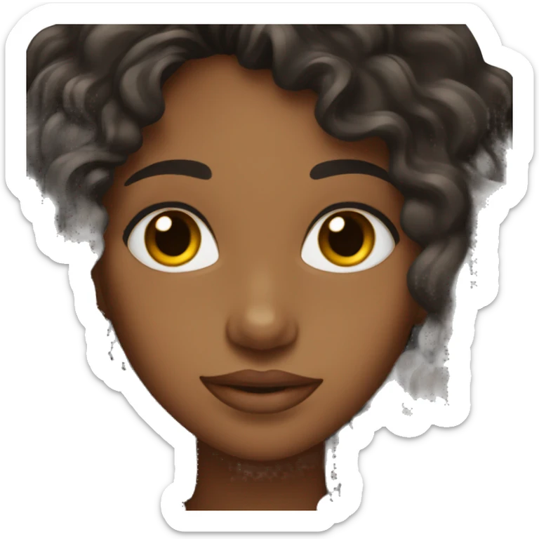 Brown girl with long curly black hair and brown eyes sticker