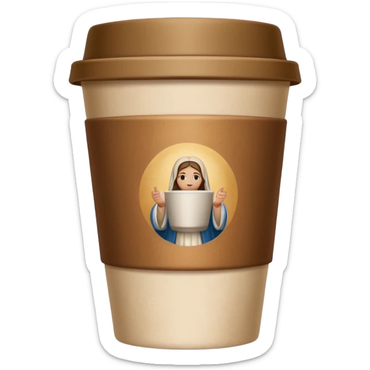 una mano con un bicchiere di carta con dipinto sopra l'ultima cena sticker