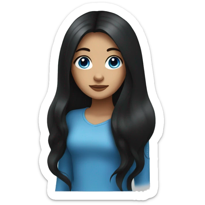 Girl with long black hair and blue eyes sticker
