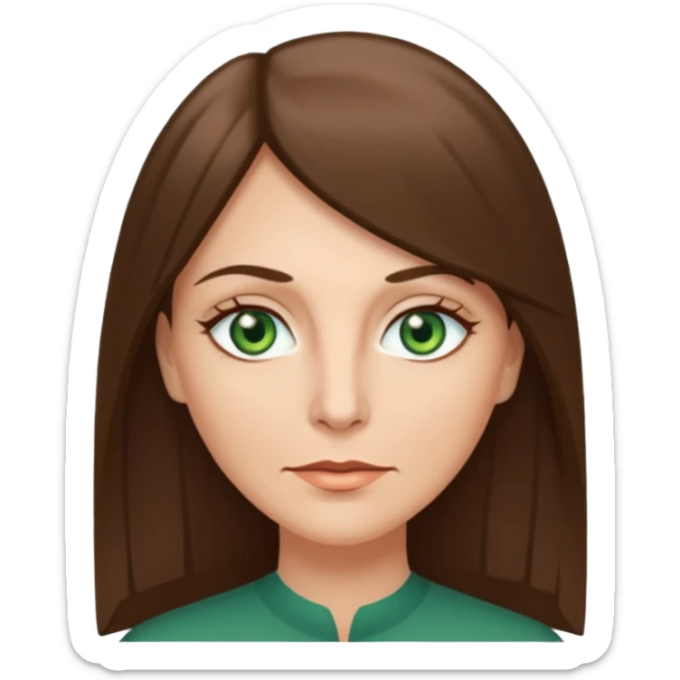 pretty middle age woman with green eyes and long straight ash-brown hair  sticker