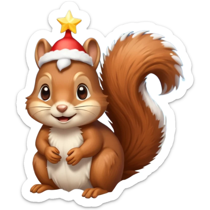 squirrel poking its head out of snow hill with christmas lights wrapped around head sticker