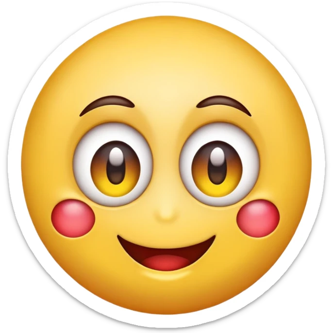 A smiley emoju with big eyes and the eyes have a red tint to them sticker