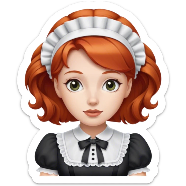 Standing Redheaded woman and a French maid outfit sticker
