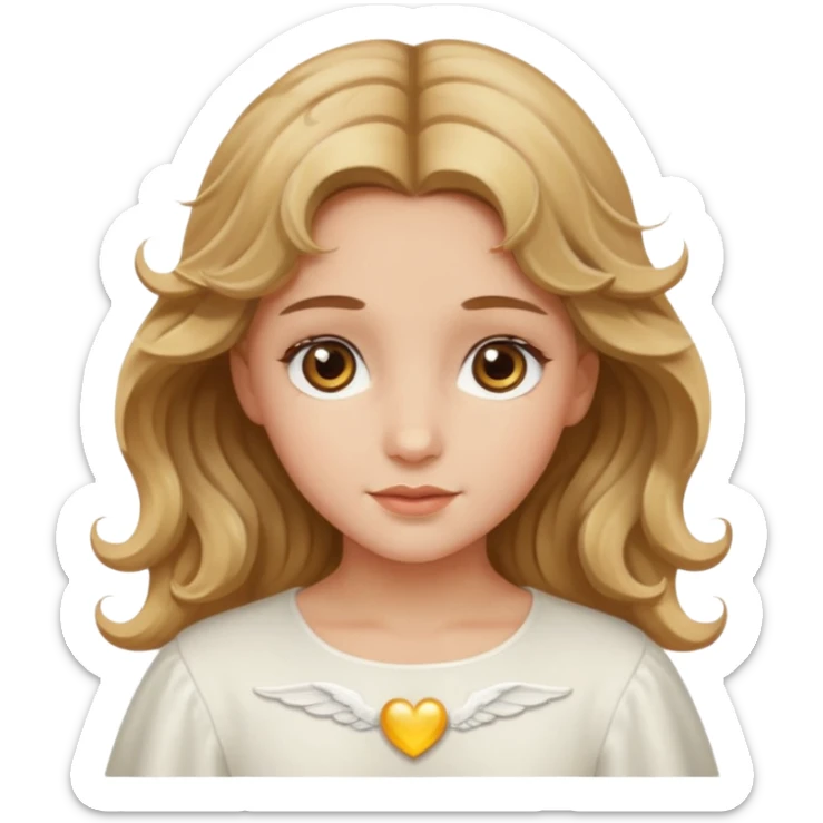 Angel girl with blondish brown wavy hair and hazel eyes sticker