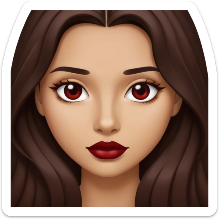 A brunette girl with long hair and dark red lipstick is sexy sticker