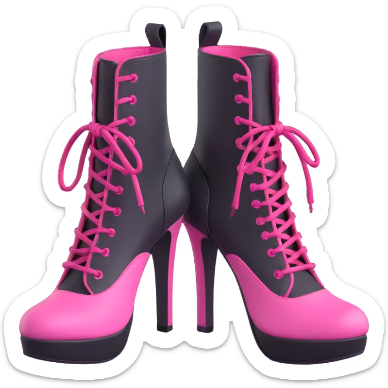 BLACKPINK-inspired gothic shoes, no hearts, black and pink, cute and sticker