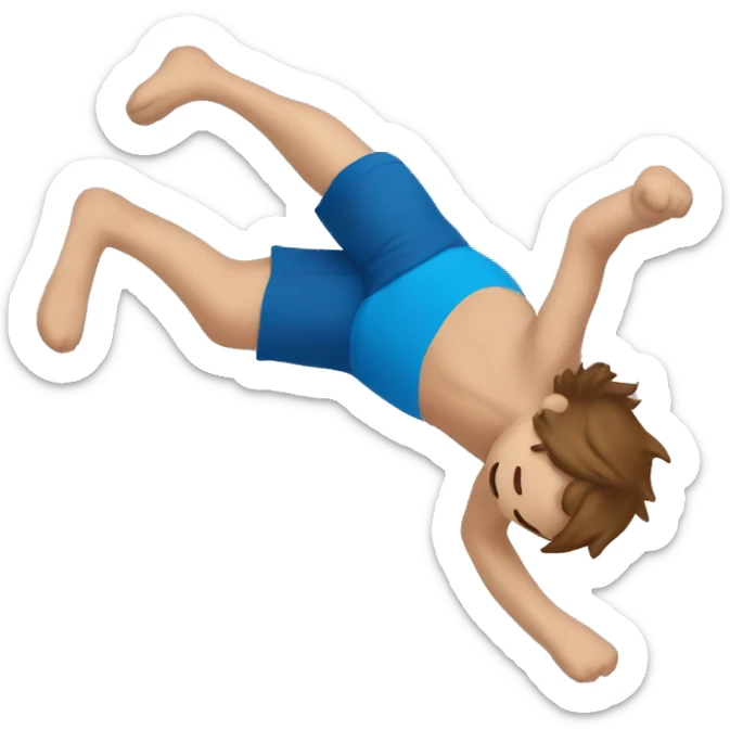 A white person with brown hair and blue t-shirt on  doing a backflip sticker