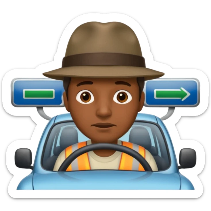 homme créole réunionnais  avec chapeau embouteillage route  sticker