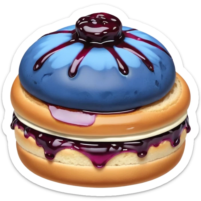 Make an emoji of a blueberry bun (small) that's broken off a bit so you can see the blueberry jam sticker