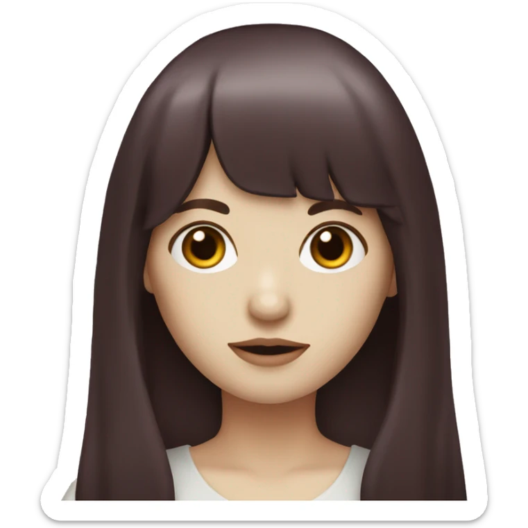 Woman  that has white skin and Long Dark red hair and fringe bangs sticker