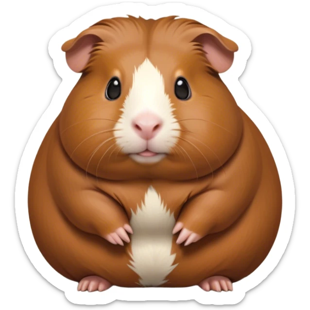 Cinematic Noble Brown Guinea Pig Portrait Emoji, Poised and regal, with a compact, chubby build and a soft, well-groomed rich brown coat, deep-set soulful dark eyes, Simplified yet sharp and sophisticated features, highly detailed, glowing with a warm, dignified glow, high shine, intelligent and charming, stylized with an air of gentle coziness, focused and attentive, soft glowing outline, capturing the essence of a watchful and confident little rodent, so majestic it feels as though it could scurry out of the screen with effortless authority! sticker