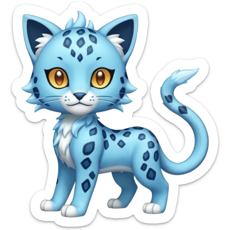 Icy Elemental Pawny Cute Innocent Liepard-Amaura-Litten-Sprigatito-Pokémon-fusion-creature (full body) sticker