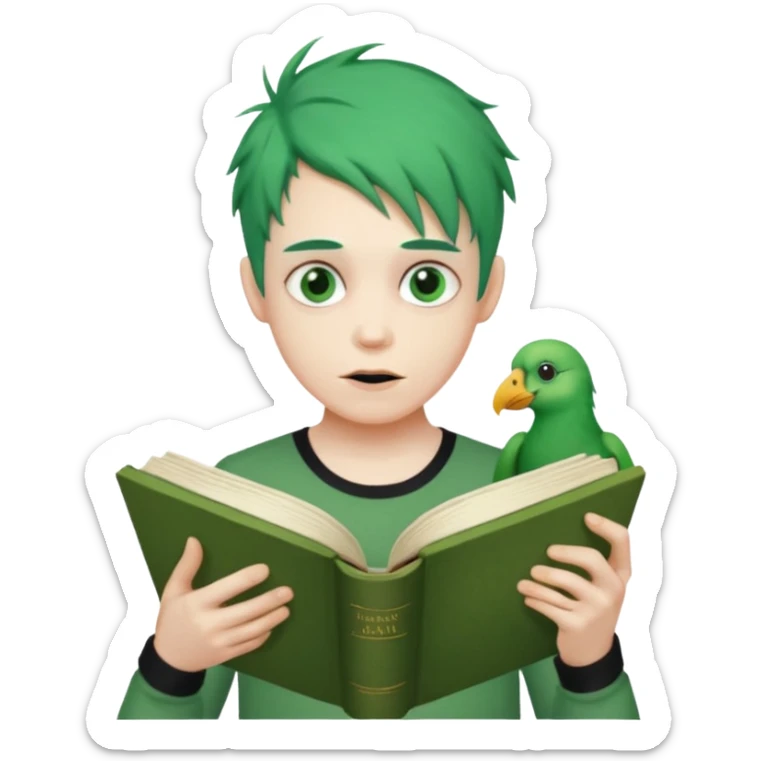 peter has green hair he is creepy he is on a quest to remove all emojis he has a book with all the words that ever exist in his hand he likes fortnite has a reddit thing and a thong and he has a beak sticker