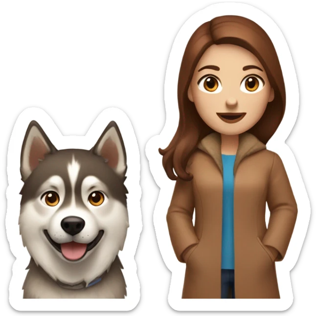 Woman brown hair blue eyes with Husky Copper beige  sticker
