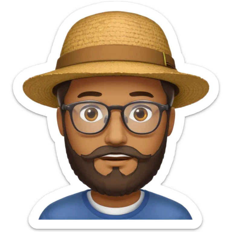 man with hat, beard, and glasses sticker