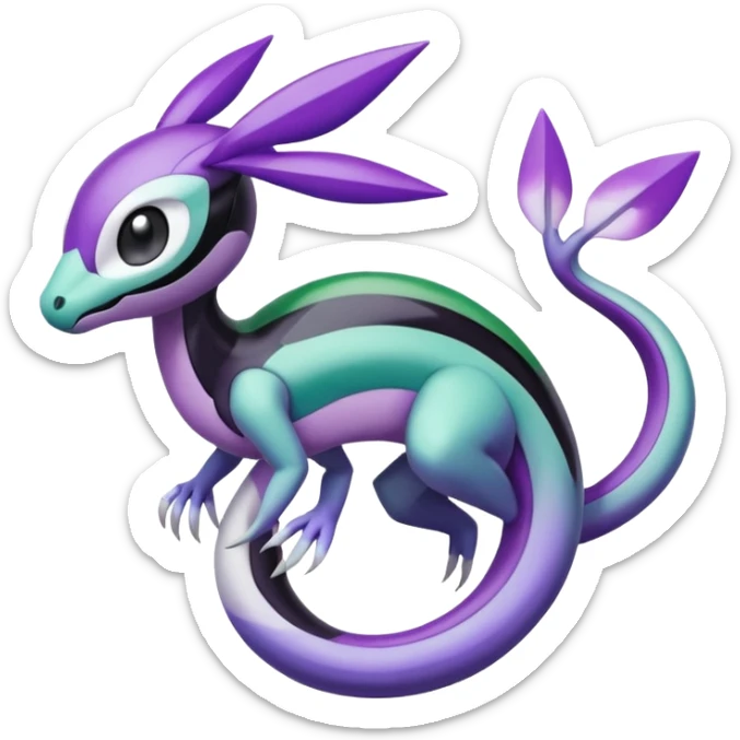 Violet-purple-black-white-gradients Meloetta-Rayquaza-Chatot-Pokémon-Fakémon-creature sticker
