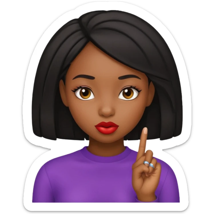 Fille badiss qui a l’index poser sur les lèvres en mode taquinerie/ séduction sticker