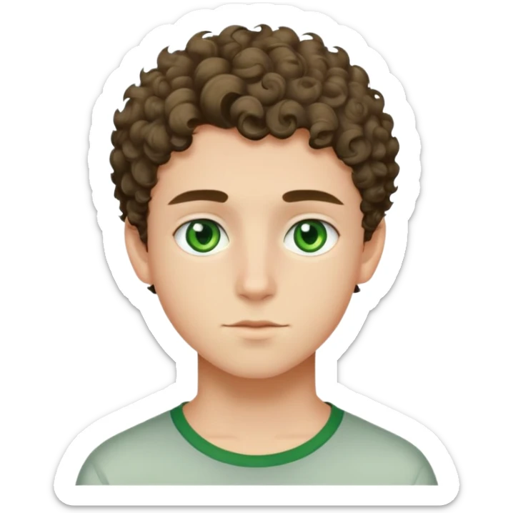 Adolescents beau qui est un peu une racaille avec les cheveux court bouclés et des yeux vert sticker