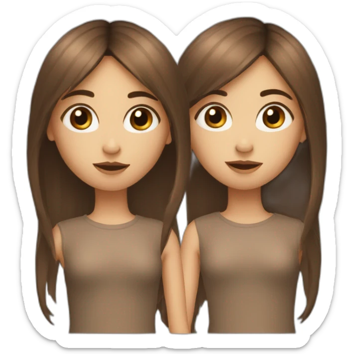 girl who look like sqirl with brown long straight hair, fringe and dark eyes sticker
