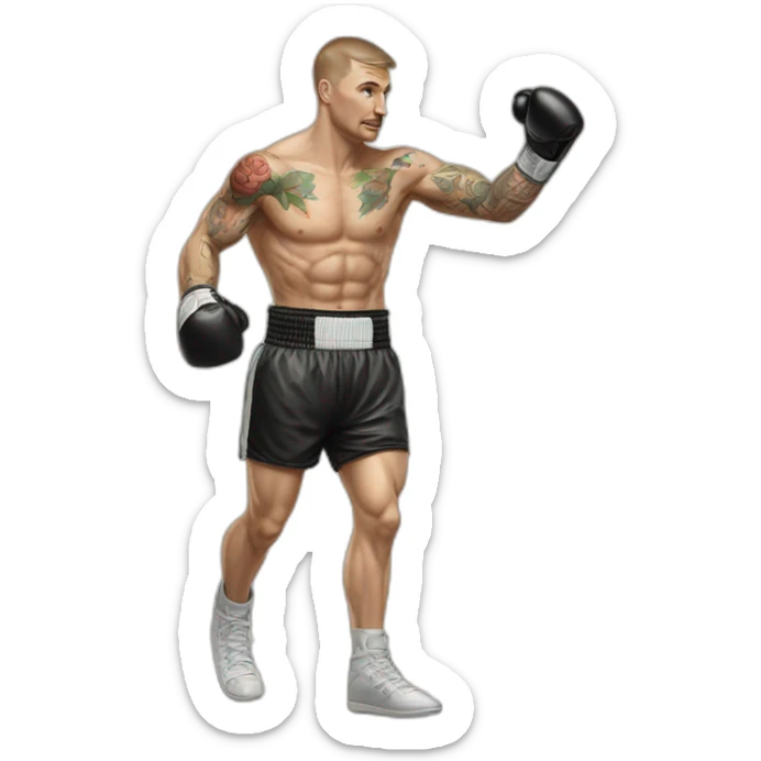 Boxing sportsman Russian 20 old tatto in skin sticker