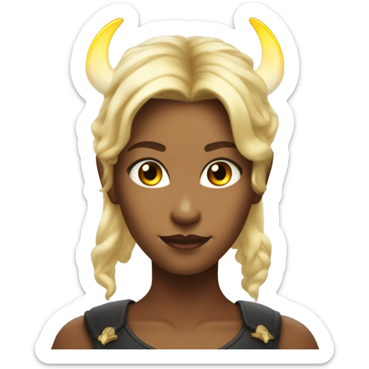 blonde girl with demon horns and angel halo sticker