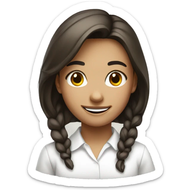 smiling girl in white shirt sticker