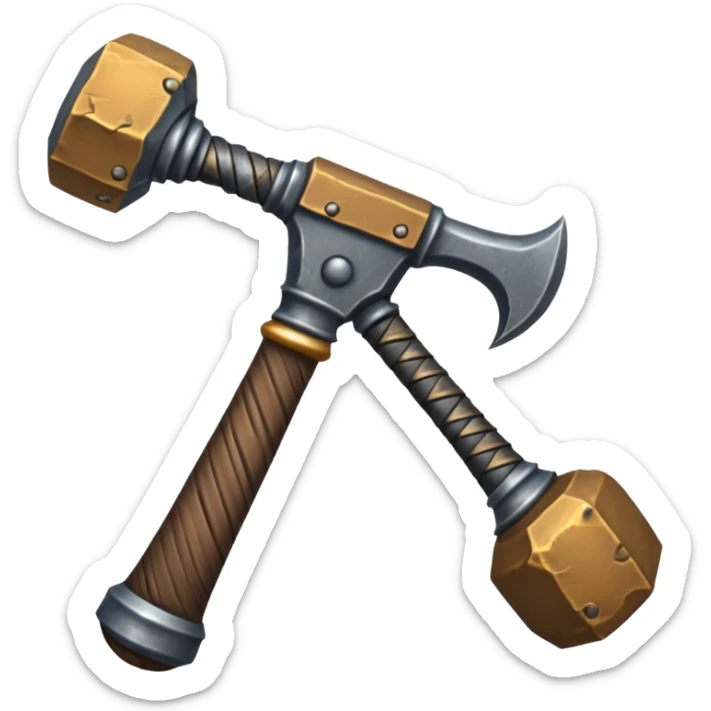 a heavy, ancient hammer weapon, Soulmask fantasy style, for an emoji sticker