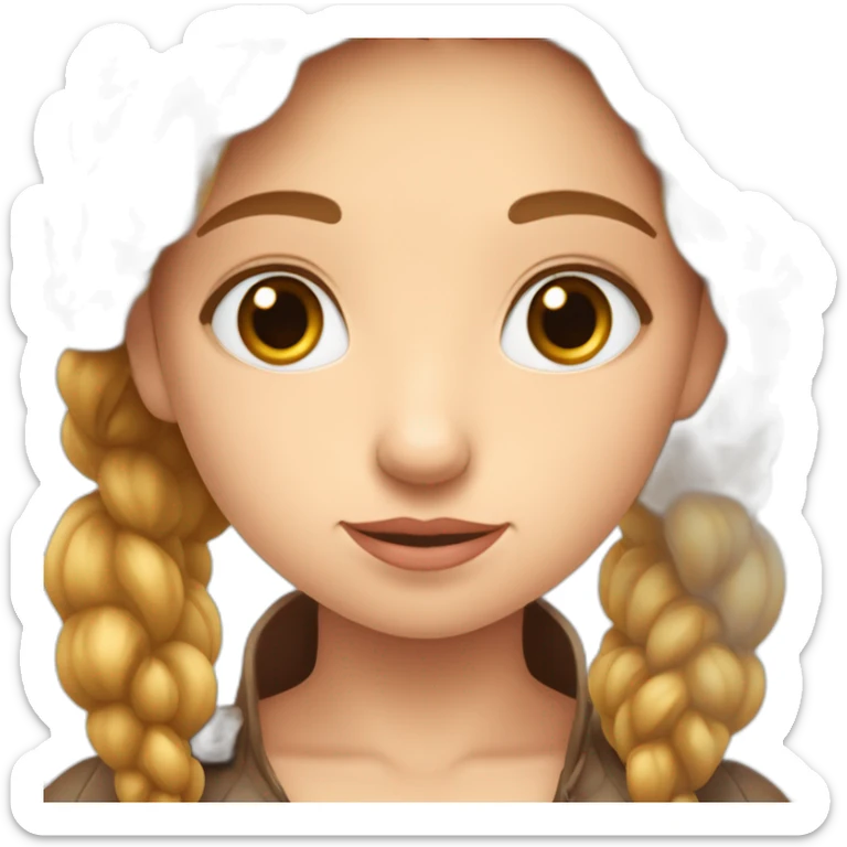 Une fille au cheveu châtain boucler et aux yeux marron qui souris sticker