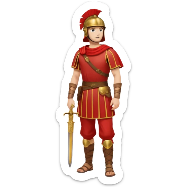 roman soldier without armor,without weapons and shield, just red clothing and fullbody view sticker