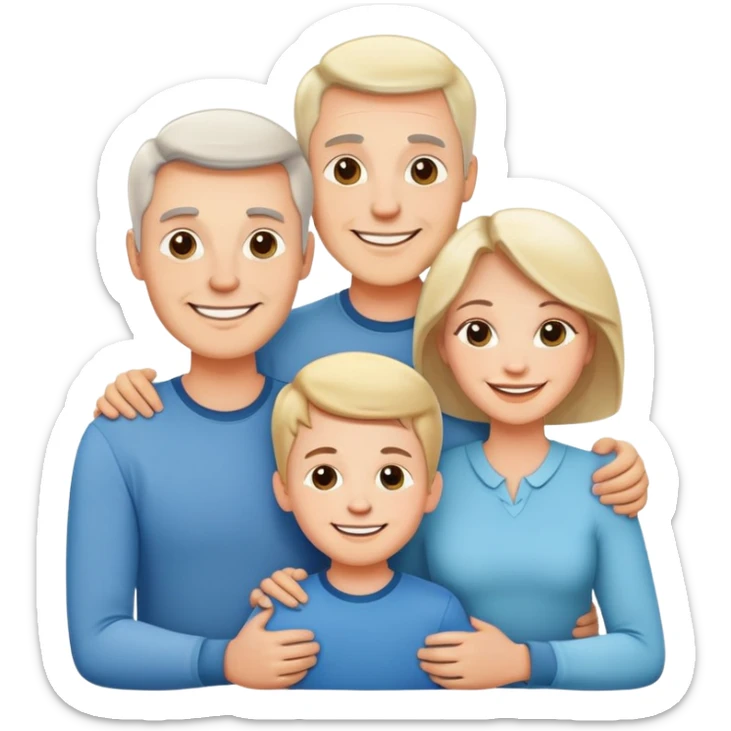 happy white family with husband wife and one son smiling together sticker
