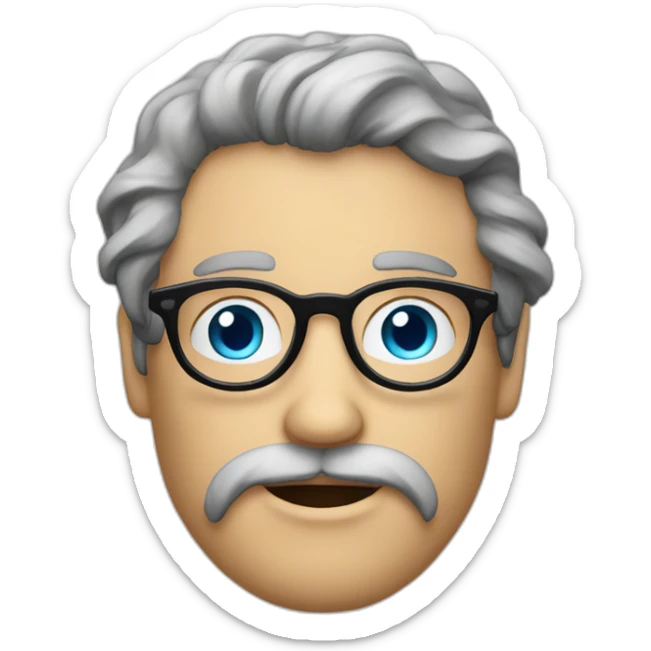 dutch guy with round glasses blue eyes long wavy hair moustache chin beard-circular glasses sticker