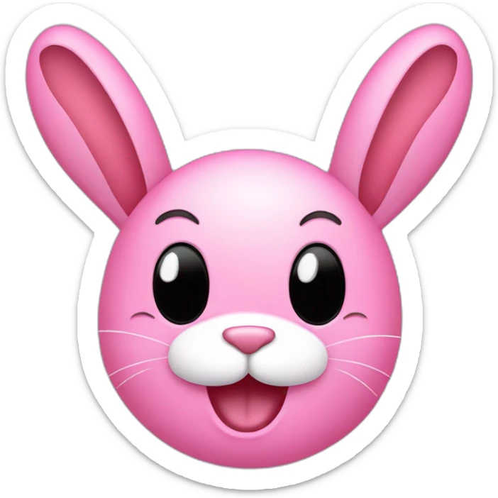 pink bunny with an oval head and white moustache, a round pink nose and a huge smile that takes up half his face sticker