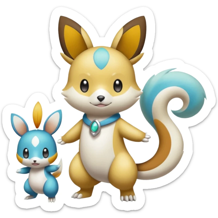 Emolga-Pachirisu-Oshawott-Buizel-Meloetta-Pokémon-Fakémon-fusion, full body sticker